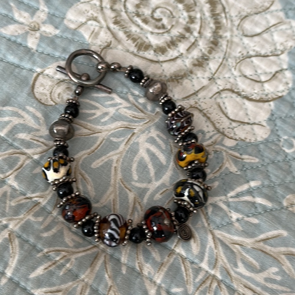 Bracelet toggle clasp silver handmade beads are also handmade very cool bracelet
